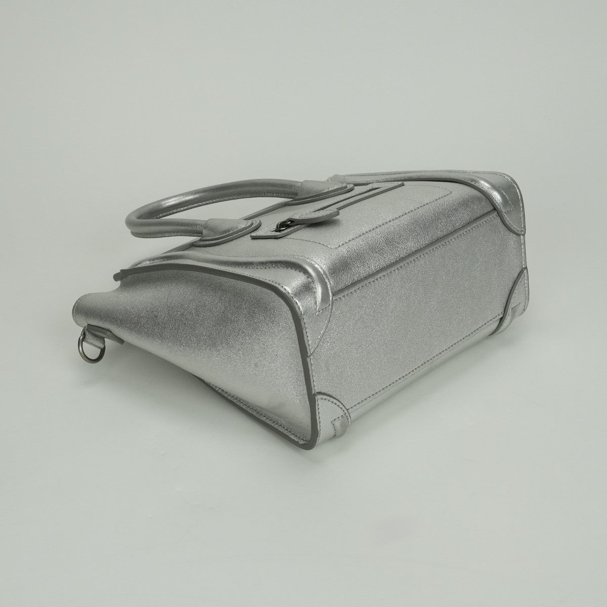 CELINE 셀린 Luggage nano Nano luggage Luggage nano 가방, 토트 백, 숄더백, 부드러운 송아지 가죽, 은색, 은색 금속 피팅, 새로운 로고, 핸드백