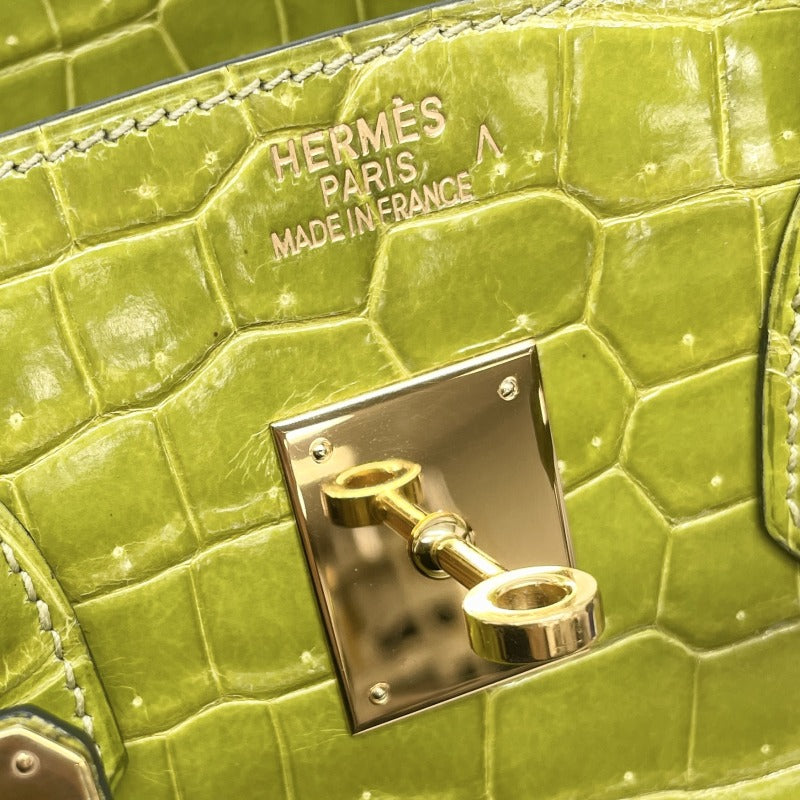 HERMES 爱马仕 Birkin 35 Birkin 35 Polosus鳄鱼茴香绿绿绿色金属配件异国