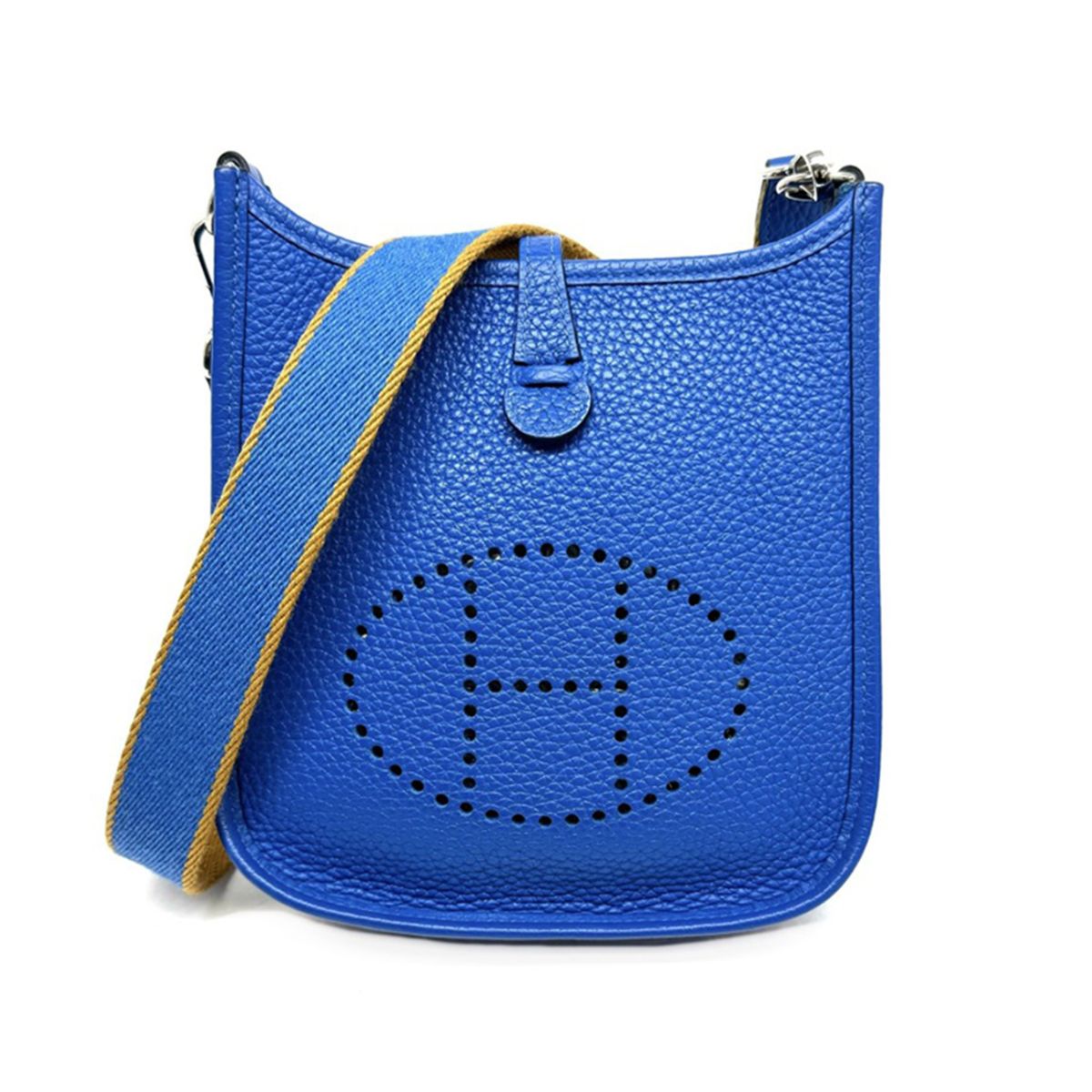 HERMES 爱马仕 Evelyne tpm amazon Evelyne TPM Evelyne TPM Evelyne TPM 袋肩袋Torillon Clemence Blue Jellyge蓝色银色金属配件