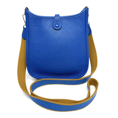 HERMES 爱马仕 Evelyne tpm amazon Evelyne TPM Evelyne TPM Evelyne TPM 袋肩袋Torillon Clemence Blue Jellyge蓝色银色金属配件