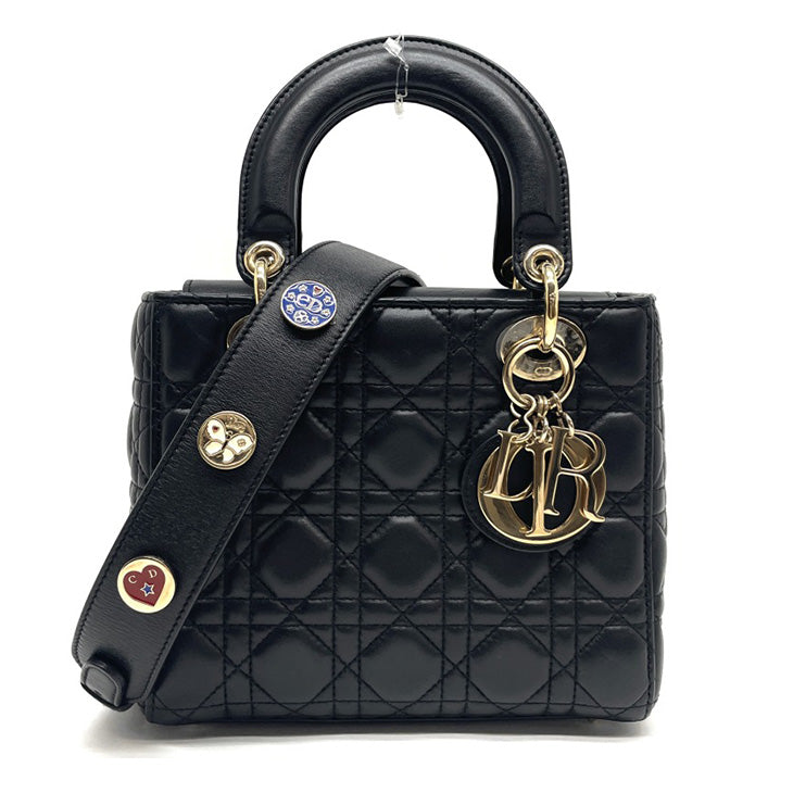 CHRISTIAN DIOR 克里斯蒂安·迪奥（Christian Dior） Lady dior small LADY DIOR MY ABCDIOR Small bag MYABC Cannage bag 包，手提袋，肩膀袋，羊羔，黑色，金色配件