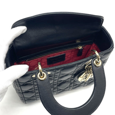 CHRISTIAN DIOR 기독교 디올 Lady dior small LADY DIOR MY ABCDIOR Small bag MYABC Cannage bag 가방, 토트 백, 숄더 백, 양고기, 검은 색, 금 피팅