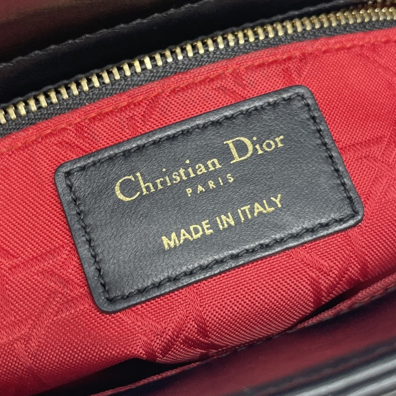 クリスチャンディオール CHRISTIAN DIOR レディディオール スモール LADY DIOR MY ABCDIOR スモールバッグ MYABC カナージュバッグ バッグ トートバッグ ショルダーバッグ ラムスキン ブラック 黒 ゴールド金具