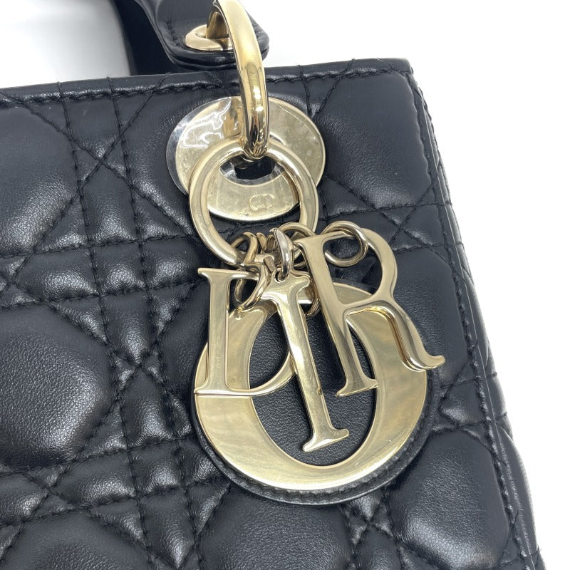 クリスチャンディオール CHRISTIAN DIOR レディディオール スモール LADY DIOR MY ABCDIOR スモールバッグ MYABC カナージュバッグ バッグ トートバッグ ショルダーバッグ ラムスキン ブラック 黒 ゴールド金具