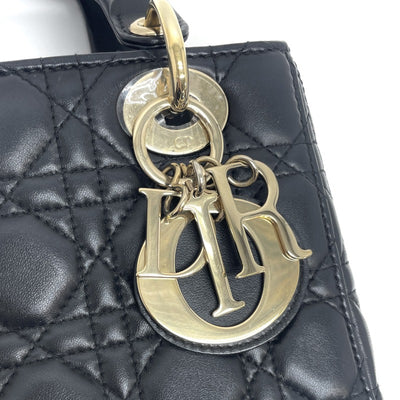 CHRISTIAN DIOR 기독교 디올 Lady dior small LADY DIOR MY ABCDIOR Small bag MYABC Cannage bag 가방, 토트 백, 숄더 백, 양고기, 검은 색, 금 피팅