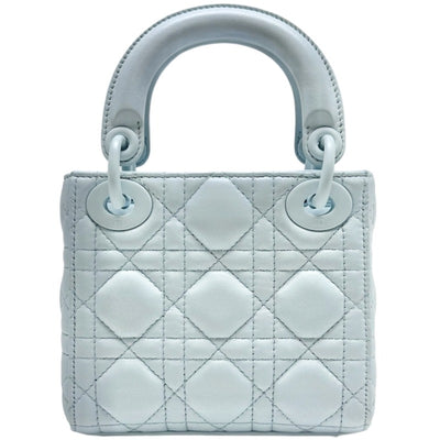 CHRISTIAN DIOR CHRISTIAN DIOR LADY DIOR Micro bag Lady dior Cannage Bag, Tote bag, Shoulder bag, Leather, Light blue, Light blue hardware