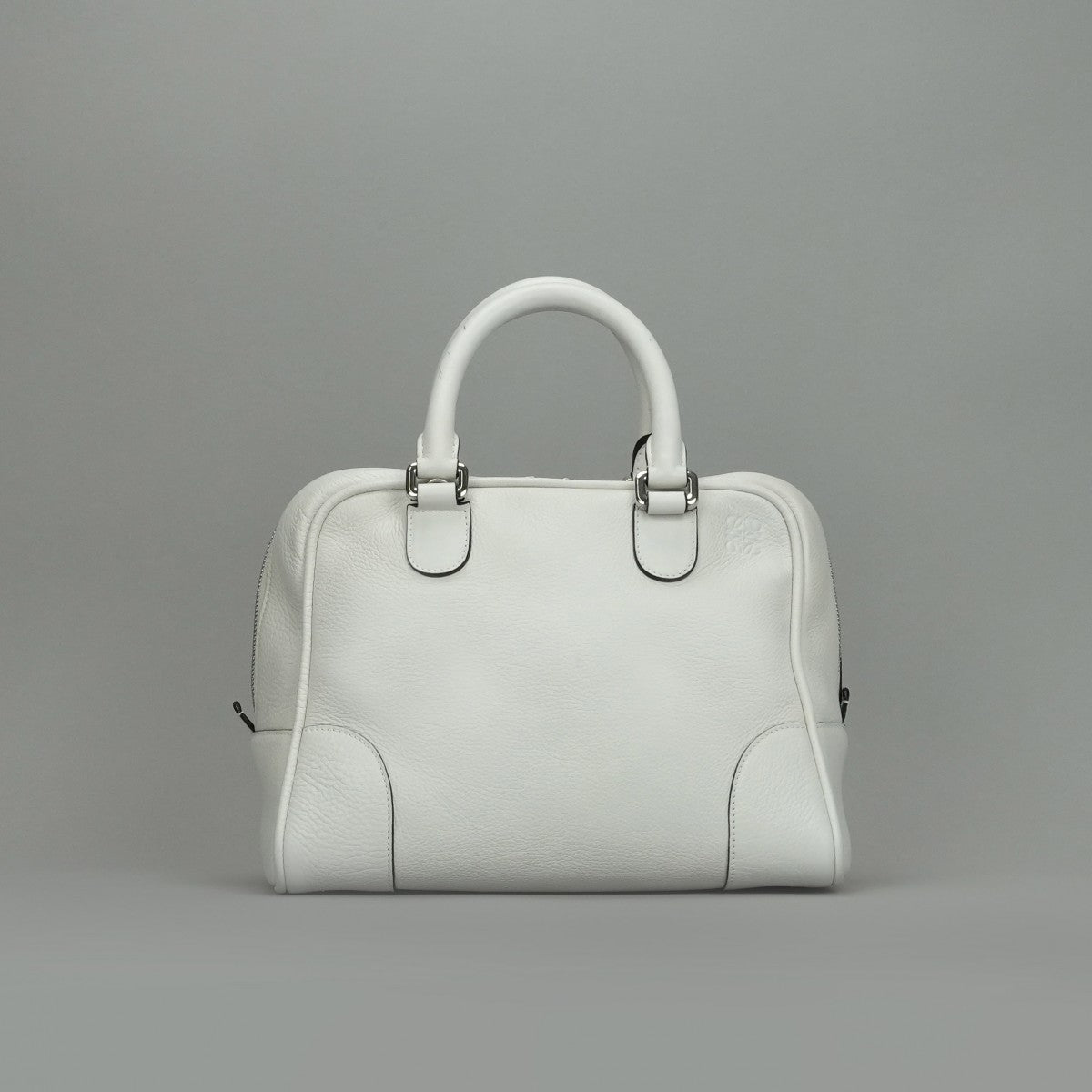 LOEWE 로우 Amazona 75 Amazona 75 가방, 토트 백, 숄더백, 가죽, 흰색, 흰색, 은색 피팅, 핸드백, 2 방향