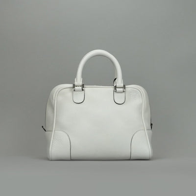 LOEWE 로우 Amazona 75 Amazona 75 가방, 토트 백, 숄더백, 가죽, 흰색, 흰색, 은색 피팅, 핸드백, 2 방향