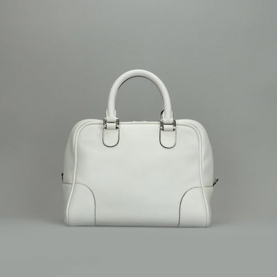 LOEWE 로우 Amazona 75 Amazona 75 가방, 토트 백, 숄더백, 가죽, 흰색, 흰색, 은색 피팅, 핸드백, 2 방향