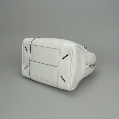 LOEWE 로우 Amazona 75 Amazona 75 가방, 토트 백, 숄더백, 가죽, 흰색, 흰색, 은색 피팅, 핸드백, 2 방향