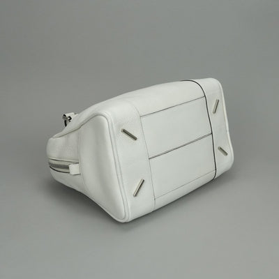 LOEWE 로우 Amazona 75 Amazona 75 가방, 토트 백, 숄더백, 가죽, 흰색, 흰색, 은색 피팅, 핸드백, 2 방향