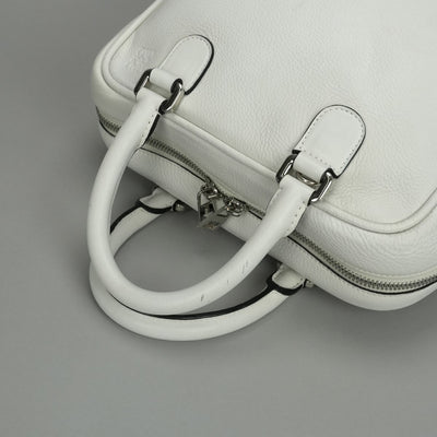 LOEWE 로우 Amazona 75 Amazona 75 가방, 토트 백, 숄더백, 가죽, 흰색, 흰색, 은색 피팅, 핸드백, 2 방향