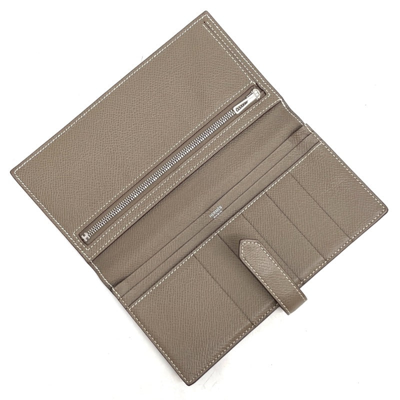 HERMES HERMES B?arn soufflet Bearn soufflet Wallet Long Wallet Epson Etoupe Beige Greige Silver Metal Fittings Vo Epson