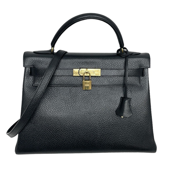 HERMES 헤르메스 Kelly 32 Kelly 32 가방, 토트 백, 숄더백, 아르 데네스, 느와르, 검은 색, 금 피팅