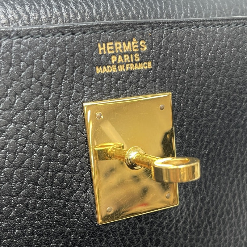 HERMES 爱马仕 Kelly 32 Kelly 32 袋，手提袋，肩膀袋，阿登，黑色，黑色，金色配件