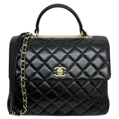 CHANEL CHANEL Matelass? Bag, Tote Bag, Shoulder Bag, Lambskin, Black, Black, Gold Hardware, Top Handle Coco mark logoPlate Handbag Shoulder Bag