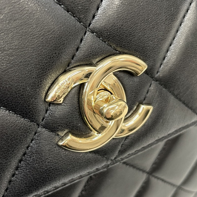 CHANEL CHANEL Matelass? Bag, Tote Bag, Shoulder Bag, Lambskin, Black, Black, Gold Hardware, Top Handle Coco mark logoPlate Handbag Shoulder Bag