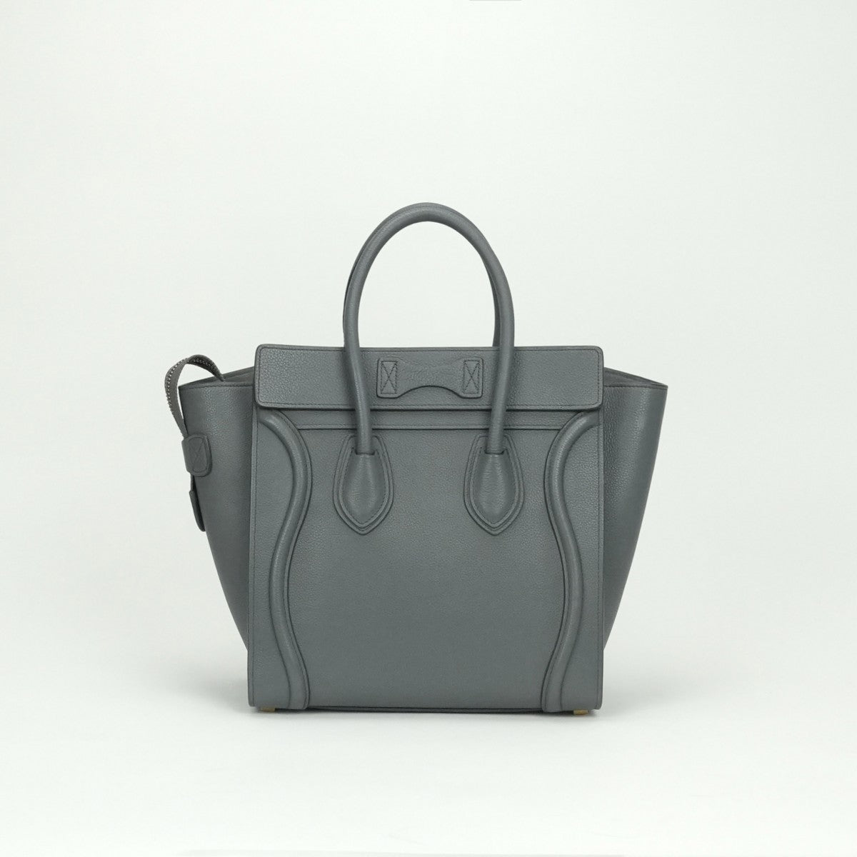 CELINE 셀린 Luggage micro Micro luggage Luggage micro 가방, 토트 백, 송아지 가죽, 회색, 금 하드웨어, 핸드백