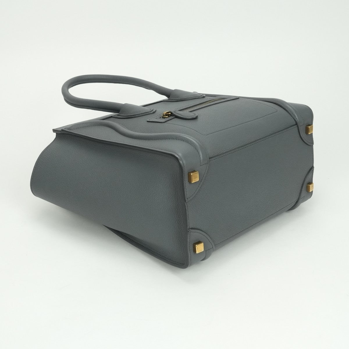 CELINE 셀린 Luggage micro Micro luggage Luggage micro 가방, 토트 백, 송아지 가죽, 회색, 금 하드웨어, 핸드백