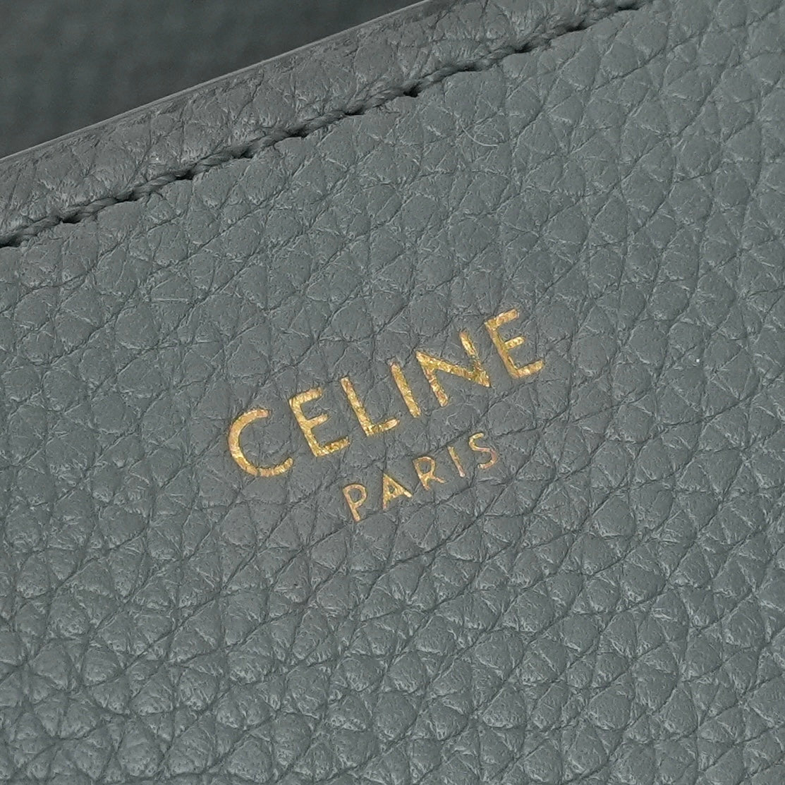 CELINE 셀린 Luggage micro Micro luggage Luggage micro 가방, 토트 백, 송아지 가죽, 회색, 금 하드웨어, 핸드백