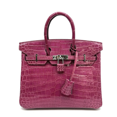 HERMES 헤르메스 Birkin 25 Birkin 25 NILOTTICUS LISE 악어 로즈 cheherazade 핑크 실버 메탈 피팅 이국어