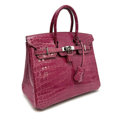 HERMES 헤르메스 Birkin 25 Birkin 25 NILOTTICUS LISE 악어 로즈 cheherazade 핑크 실버 메탈 피팅 이국어