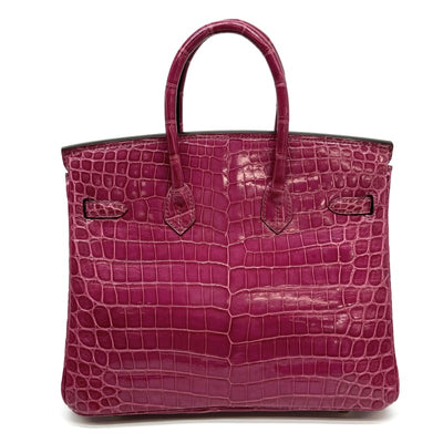 HERMES 헤르메스 Birkin 25 Birkin 25 NILOTTICUS LISE 악어 로즈 cheherazade 핑크 실버 메탈 피팅 이국어