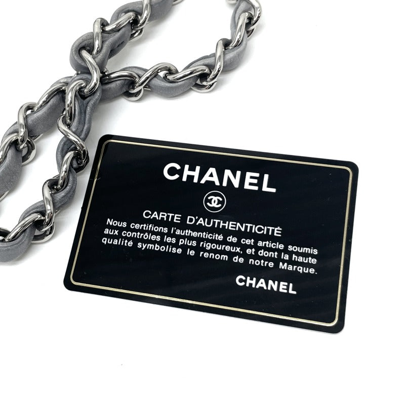 シャネル CHANEL ラムスキン グレー シルバー金具 ターンロック ココマーク