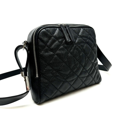 CHANEL CHANEL Matelass? Caviar skin black silver hardware Coco mark big