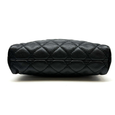 CHANEL CHANEL Matelass? Caviar skin black silver hardware Coco mark big