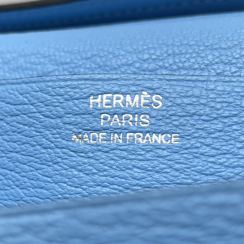 HERMES 헤르메스 B?arn soufflet Bearn soufflet 지갑 긴 지갑 긴 지갑 Chevre mysore 블루 아즈텍 블루 블루 실버 메탈 피팅 chevre