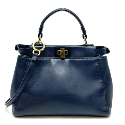 FENDI FENDI Peekaboo small Mini peekaboo Peekaboo mini Leather Navy Gold Metal Fittings