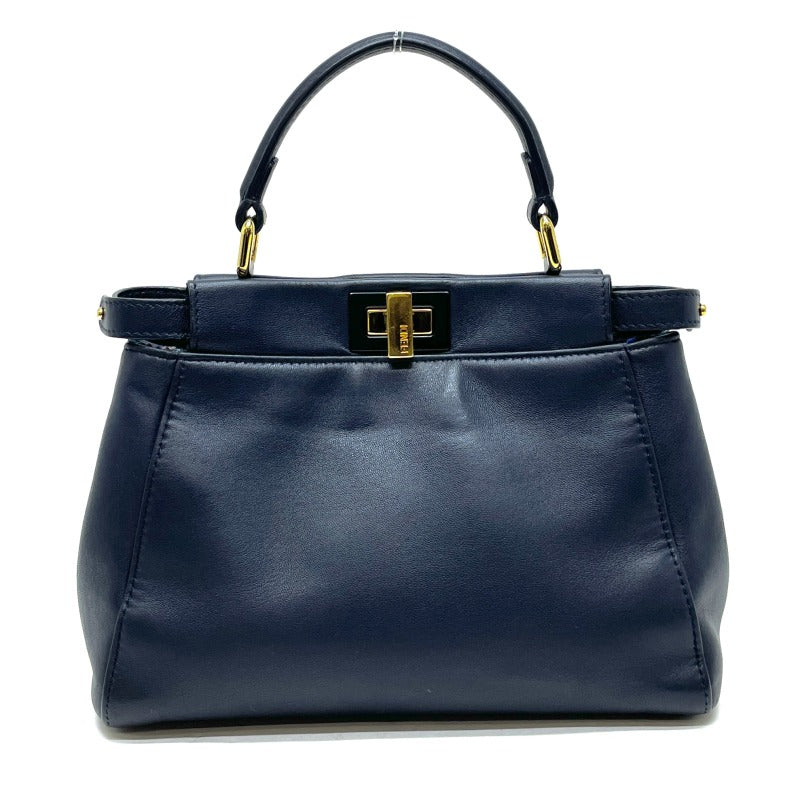 FENDI FENDI Peekaboo small Mini peekaboo Peekaboo mini Leather Navy Gold Metal Fittings