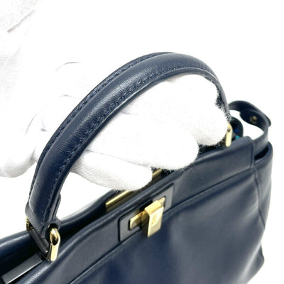 FENDI FENDI Peekaboo small Mini peekaboo Peekaboo mini Leather Navy Gold Metal Fittings