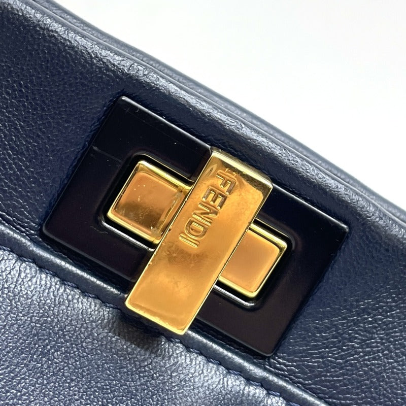 フェンディ FENDI ピーカブー スモール ミニピーカブー ピーカブーミニ レザー ネイビー 紺 ゴールド金具