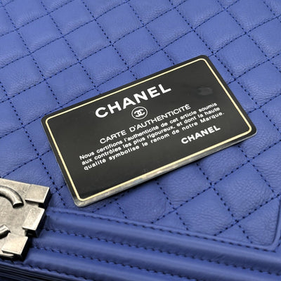 シャネル CHANEL ボーイシャネル マトラッセ バッグ ショルダーバッグ カーフスキン ブルー 青 シルバー金具 チェーンショルダーバッグ ダブルチェーン ココマーク