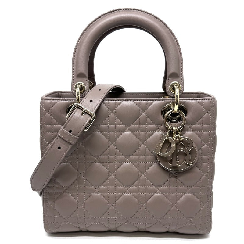 CHRISTIAN DIOR 克里斯蒂安·迪奥（Christian Dior） Lady dior LADY DIOR Medium bag Cannage 袋，手提袋，肩膀袋，羊皮，格雷格，金硬件，手袋