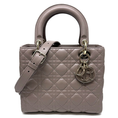 CHRISTIAN DIOR 克里斯蒂安·迪奥（Christian Dior） Lady dior LADY DIOR Medium bag Cannage 袋，手提袋，肩膀袋，羊皮，格雷格，金硬件，手袋