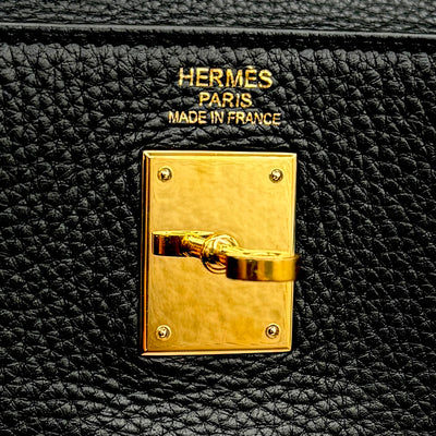 HERMES 爱马仕 Kelly 35 Kelly 35 袋，手提袋，肩膀袋，多哥，黑色，黑色，金色配件