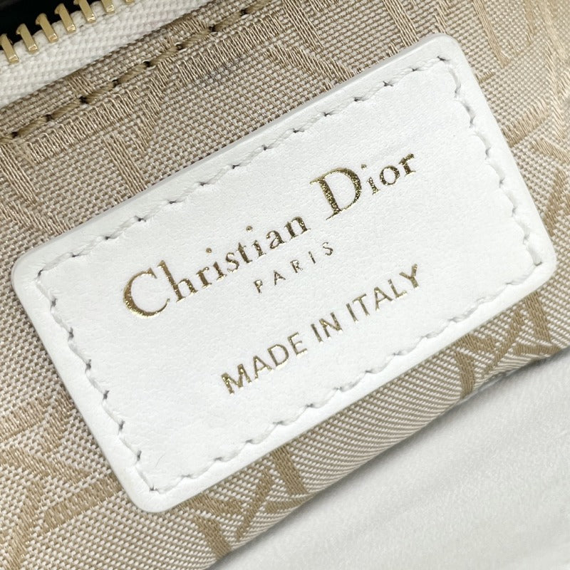 クリスチャンディオール CHRISTIAN DIOR レディディオール スモール LADY DIOR MY ABCDIOR MYABC カナージュバッグ バッグ トートバッグ ショルダーバッグ ラムスキン ホワイト ゴールド金具