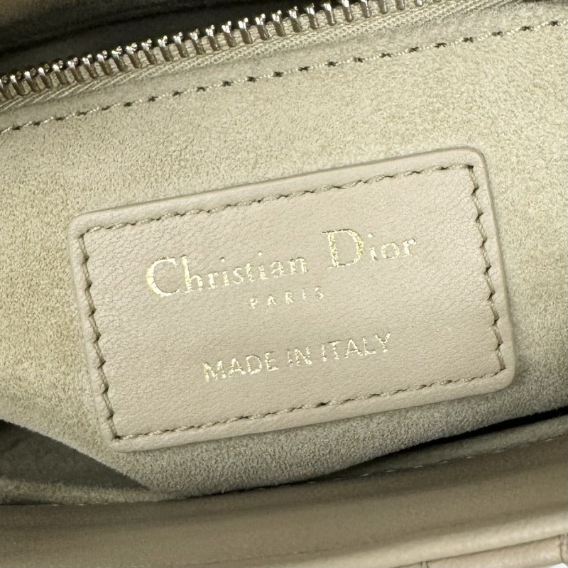 CHRISTIAN DIOR 기독교 디올 Lady dior small LADY DIOR MY ABCDIOR MYABC Cannage bag 가방, 토트 백, 숄더백, 양고기, 베이지 색, 골드 피팅