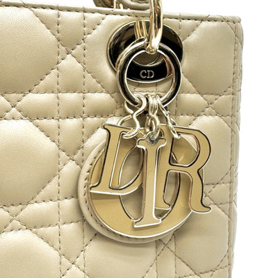 CHRISTIAN DIOR 기독교 디올 Lady dior small LADY DIOR MY ABCDIOR MYABC Cannage bag 가방, 토트 백, 숄더백, 양고기, 베이지 색, 골드 피팅