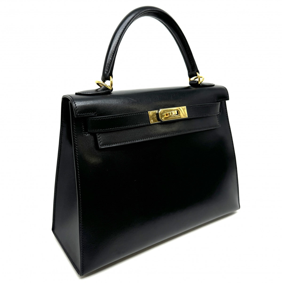 HERMES HERMES Kelly 28 Kelly 28 Bag, Tote Bag, Box Calf, Noir, Black, Gold Fittings