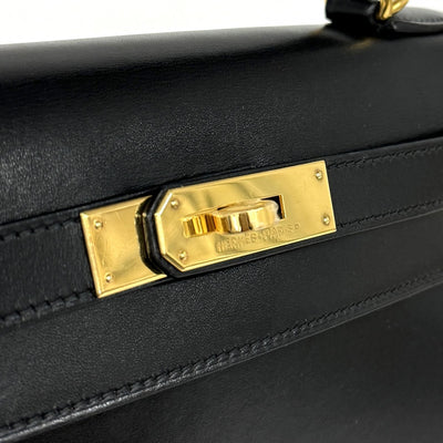 HERMES HERMES Kelly 28 Kelly 28 Bag, Tote Bag, Box Calf, Noir, Black, Gold Fittings