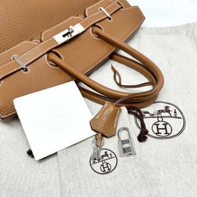 HERMES 爱马仕 Birkin 35 Birkin 35 手提袋Toryon Clemence金棕色银金属配件