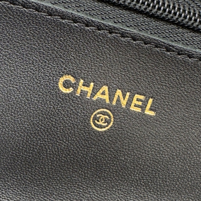 シャネル CHANEL マトラッセ ラムスキン ブラック 黒 ゴールド金具 チェーンショルダーバッグ チェーンウォレット WOC