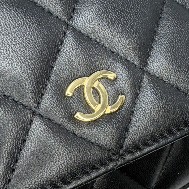 シャネル CHANEL マトラッセ ラムスキン ブラック 黒 ゴールド金具 チェーンショルダーバッグ チェーンウォレット WOC