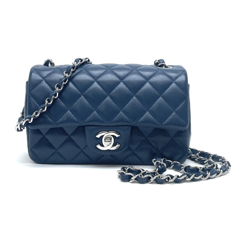 シャネル CHANEL ミニマトラッセ ミニマトラッセ ミニマト マトラッセ20 バッグ ショルダーバッグ ラムスキン ネイビー シルバー金 –  Tieel Vintage