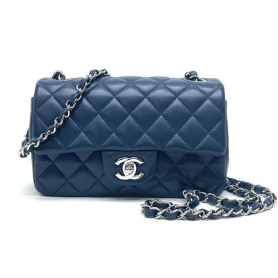 シャネル CHANEL ミニマトラッセ ミニマトラッセ ミニマト マトラッセ20 バッグ ショルダーバッグ ラムスキン ネイビー シルバー金具 チェーンショルダーバッグ ココマーク ターンロック