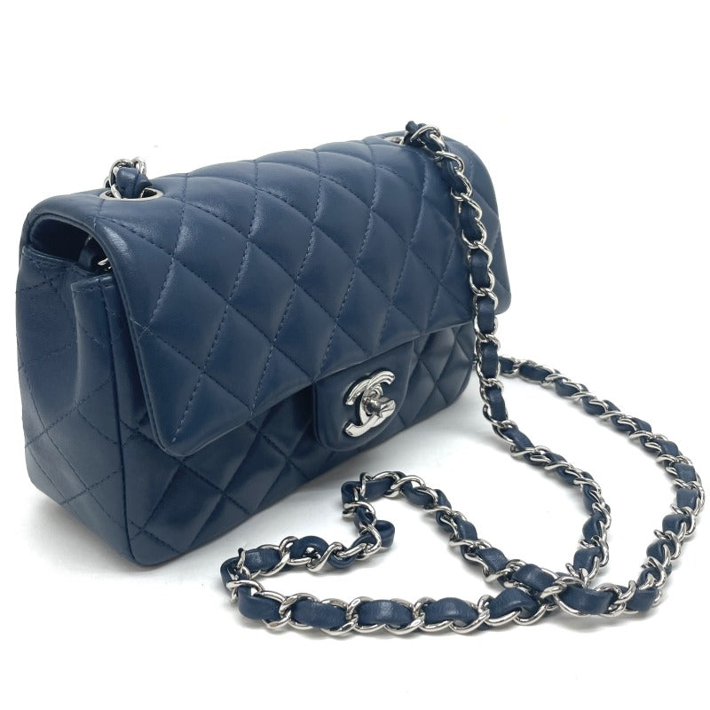 シャネル CHANEL ミニマトラッセ ミニマトラッセ ミニマト マトラッセ20 バッグ ショルダーバッグ ラムスキン ネイビー シルバー金具 チェーンショルダーバッグ ココマーク ターンロック